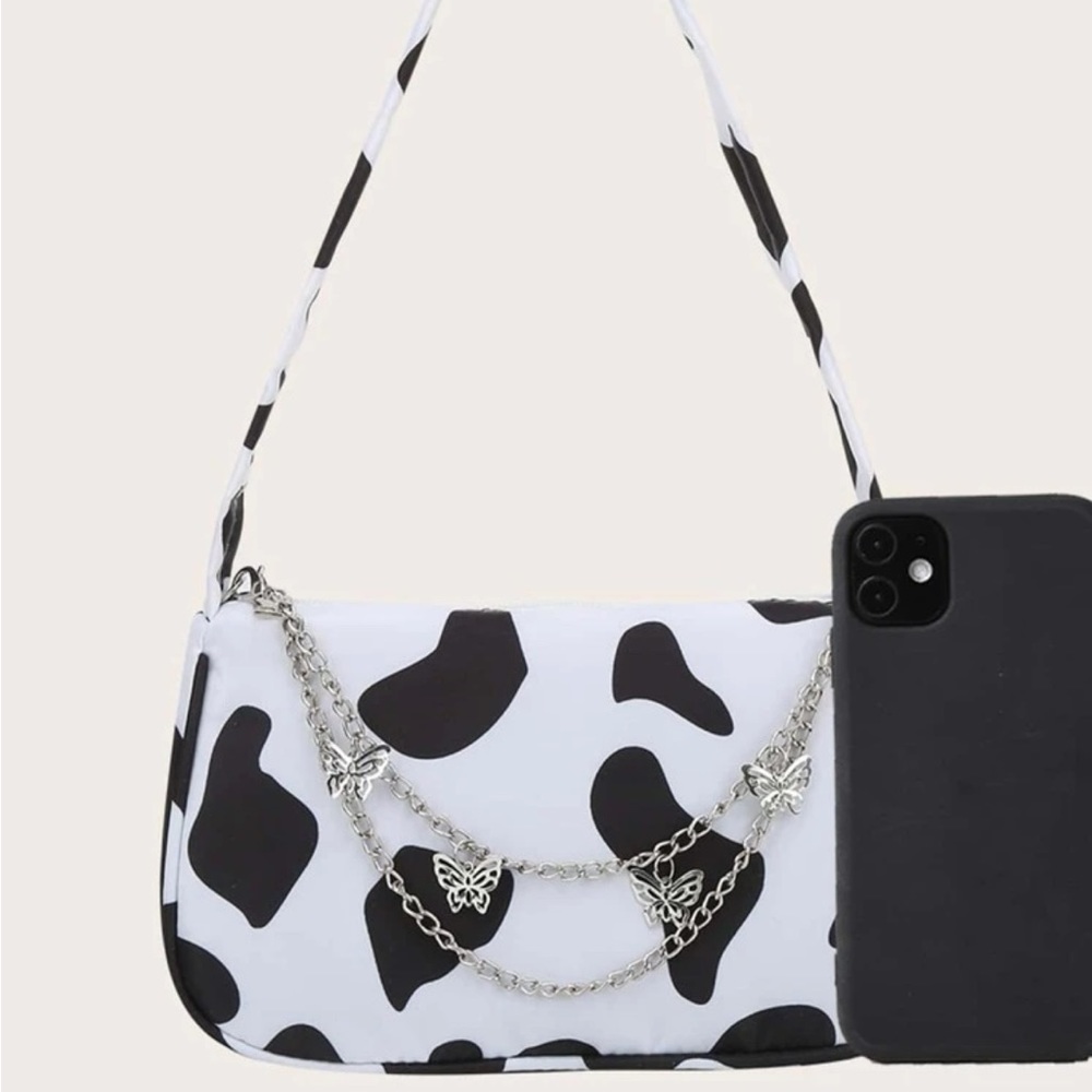 ⚠️Clearance Cow Print Shoulder Bag Black And White - Picture 4 of 7